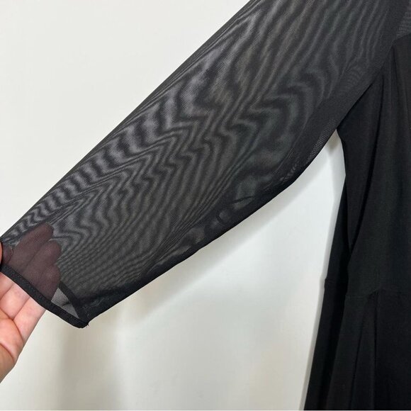 Jones Studio Womens Size 16 Black Mesh Chest Sheath Dress NEW Rosette 3/4 Sleeve - Picture 5 of 11